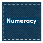 Image of webinar promotion that looks like a quilt patch with text reading Numeracy